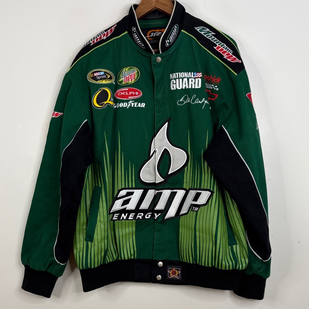 Dale Earnhardt Jr Racing Jacket Mens Large Green Amp Energy Nascar JR Nation